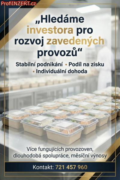 Obrázek k inzerátu: Hledáme investora – rozvoj zavedených provozů Obrázek k inzerátu: Hledáme investora – rozvoj zavedených provozů
